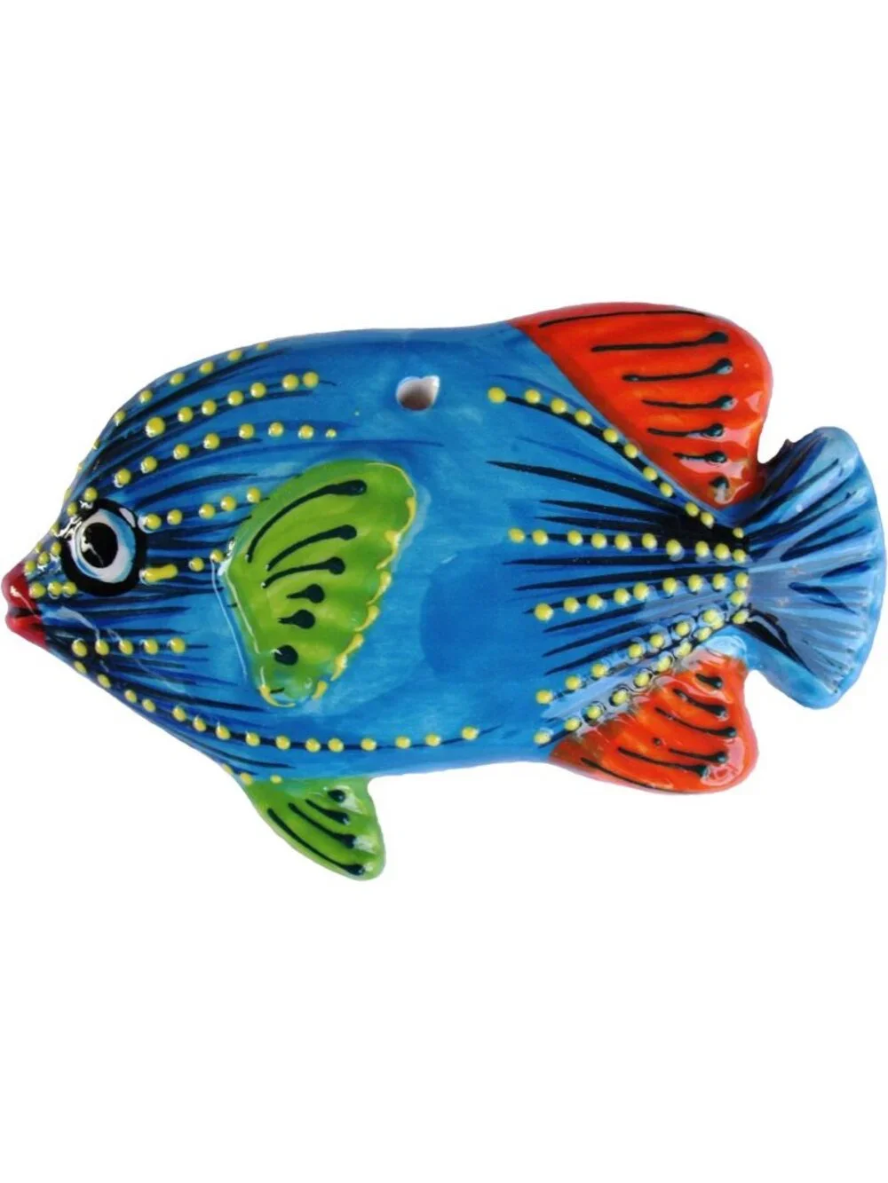 Charming 3-Piece Fish Wall Decor Set - Spanish Ceramic Art, Blue Cactus Design